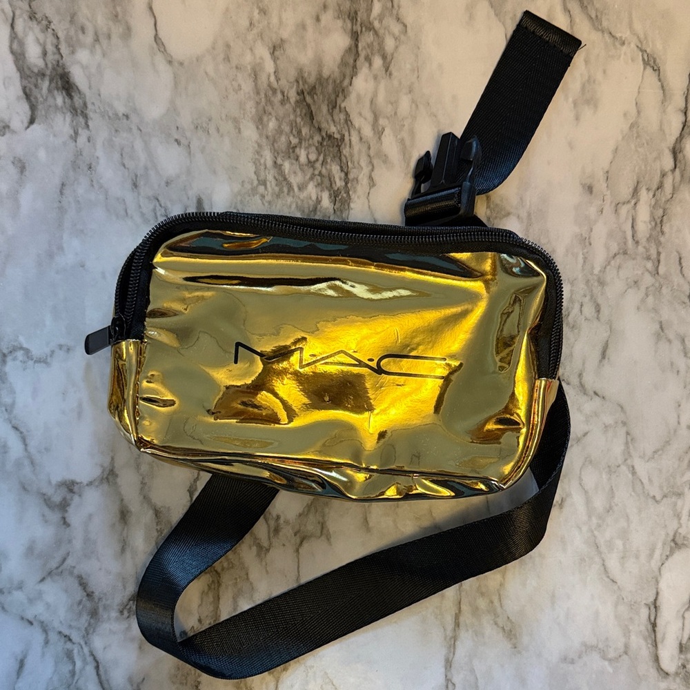 MAC Cosmetics Gold Crossbody Bag